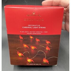 Hallmark Decorative Cardinals Magic Light String 10' 6 Hour Timer Brand New -42D